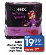 Kotex Ultra Thin Pads With Wings Single Packs-Per Pack