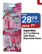 Super-Max 4+2 Confidence Triple Blade Disposable Razors-Per Pack