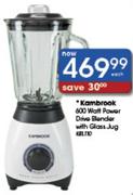 Kambrook 600 Watt Power Drive Blender With Glass Jug-Each