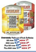 Eveready Platinum AA Batteries 4'Pack