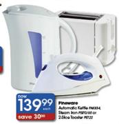 Pineware Automatic Kettle/Steam Iron/2-Slice Toaster-Each