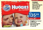 Huggies Dry Comfort Jumbo Pack Disposable Nappies Midi 78,Maxi 68 Or Junior 58-Per Pack