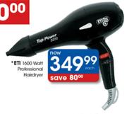 ETI 1600 Watt Professional Hairdryer - Each
