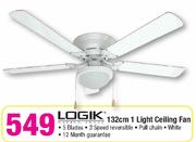 Logik 1 Light Ceiling Fan-132cm