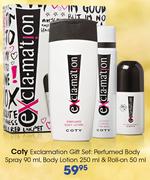 Coty Exclamation Gift Set Perfumed Body Spray 90ml, Body Lotion 250ml & Roll-On 50ml-Each
