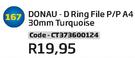 Donau D Ring File P/P A4 30mm Turquoise(CT373600124)