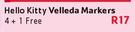 Hello Kitty Velleda Markers+ 4+1 Free