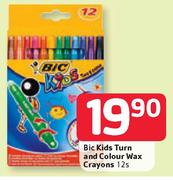 Bic Kids Turn And Colour Wax Crayons-12's
