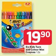 Bic Kids Turn And Colour Wax Crayons -12's