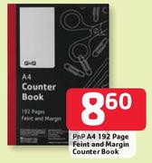 Pnp A4 192 Page Feint And Margin Counter Book-Each