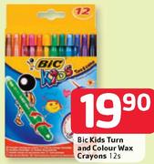 Bic Kids Turn And Colour Wax Crayons-12's