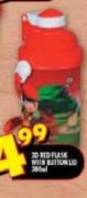 3D Red Flask With Button Lid-500ml