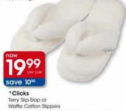 Clicks Terry Slip-Slop or Waffle Cotton Slippers-Per pair