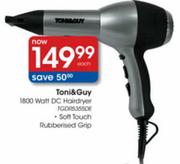Toni & Guy DC Hairdryer Soft Touch Rubberised Grip-1800 Watt