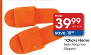 Clicks Home Terry Peep Toe Slippers
