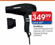 Toni & Guy Signature AC Hairdryer With 2 Heat & 2 Speed Settings-1700 Watt