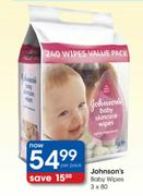 Johnson's Baby Wipes-3x80's