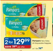 Pampers New Baby Disposable Nappies-2x43's