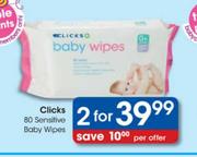 Clicks Sensitive Baby Wipes-2x80's