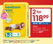 Clicks Disposable Nappies Junior, Maxi Or Midi