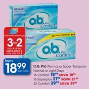 O.B.Pro Normal Or Super Tampons Normal Or Light Days 16 Superplus-Per Pack