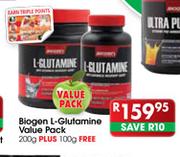 Biogen L-Glutamine Value Pack-200g Plus 100g Free