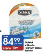 Schick 4 Quattro Titanium Blades For Men-Per Pack