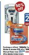 4-Pack Gillette Fusion ProGlide Manual Blades & Receive 50% off Fusion ProGlide Cool Manual Razor