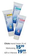 Clicks Hand Cream Q10 or Intensive-75ml Each