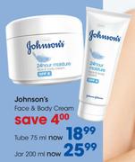 Johnson's Face & Body Cream Tube-75ml Each