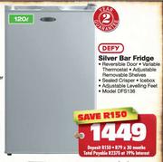 Defy Silver Bar Fridge-120 Ltr (DFS136)