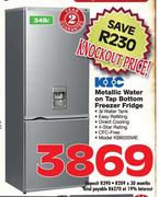 KIC Metallic Water on Tap Bottom Freezer Fridge-348 Ltr (KB6035ME)