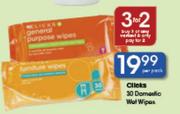 Clicks 30 Domestic Wat Wipes Pack-Each