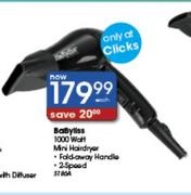 Babyliss 1000W Mini Hairdryer Each