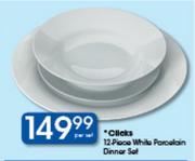 Clicks 12-Piece White Porcelain Dinner Set