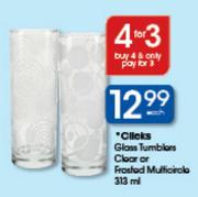 Clicks Glass Tumblers Clear Or Frosted Multicircle-313ml Each