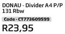 Donau-Divider A4 P/P 131 Rbw (CT773609599)