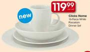 Clicks Home White Porcelain Dinner Set-16 Piece