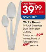 Clicks Home Stainless Steel Rivington Cutlery Teaspoons-4 Pack