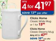 Clicks Home Classic White Mug-4 Pcs