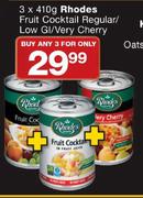 Rhodes Fruit Cocktail Regular/ Low GI/ Very Cherry-3 x 410g