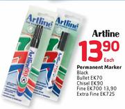 Artline Permanent Marker Black Bullet EK70/Chisel EK90/Fine EK700/Extra Fine EK725 Each