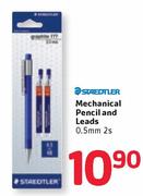  Staedtler Mechanical Pencil And Leads 0.5mm-2's