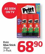 Pritt Glue Stick - 43g x 3 Pack