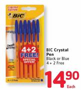 BIC Crystal Pen Black Or Blue 4 + 2 Free