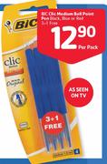 Bic Clic Medium Ball Point Pen -Per Pack