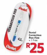  Pentel Correction Pen-Fine + 1 Free