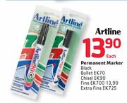 Artline Permanent Marker Black Bullet EK70 / Chisel EK90 / Fine EK 700 / Extra Fine EK 725-Each