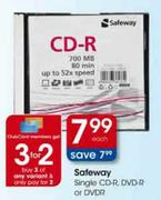 Safeway Single CD-R,DVD-R Or DVDR Each