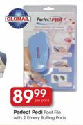Perfect Pedi Foot File with 2 Emery Buffing Pads-per pack